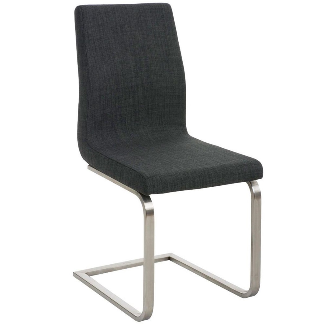 Chaise visiteur JIMMY TISSU, Structure en Acier Inoxydable, Grand Rembourrage, en Tissu, Gris Foncé