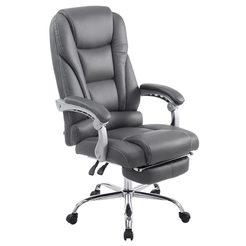 Fauteuil de bureau COMODITY, Repose-pieds Extensible, en Cuir, Gris