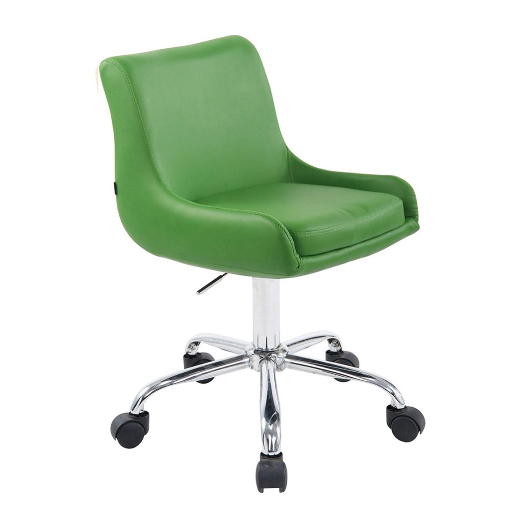 Chaise de Bureau ASIA , Hauteur Réglable, Piétement Métallique, Cuir, Vert