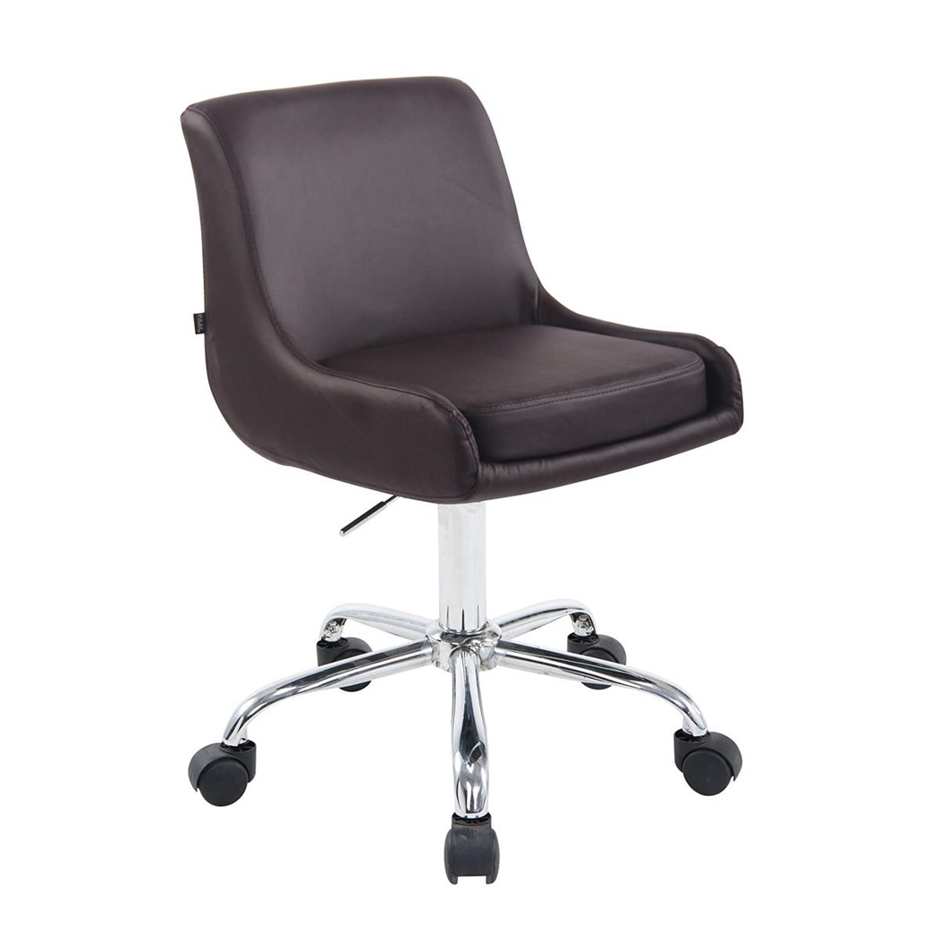Chaise de Bureau ASIA , Hauteur Réglable, Piétement Métallique, Cuir, Marron