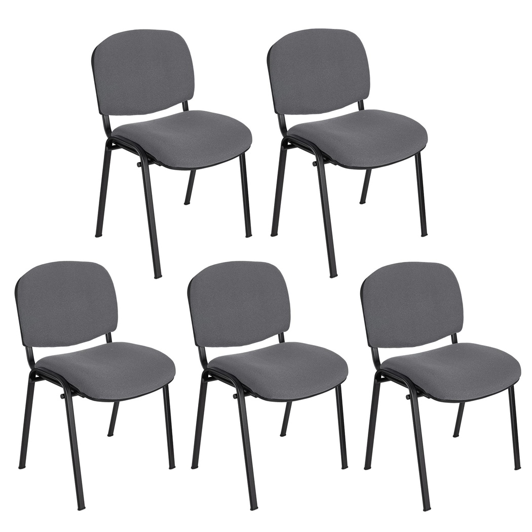 Lot de 5 chaises visiteur MOBY BASE, Commode et Pratique, Prix Incroyable,  Anthracite et Piétement Noir