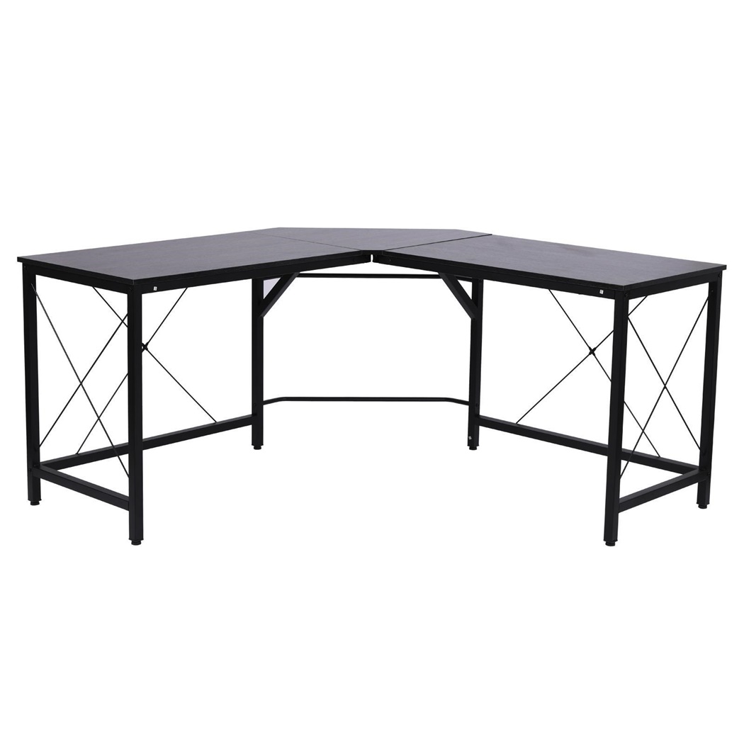 Bureau d'Angle MARLY, 150x150x76cm, en Métal et Bois, Noir