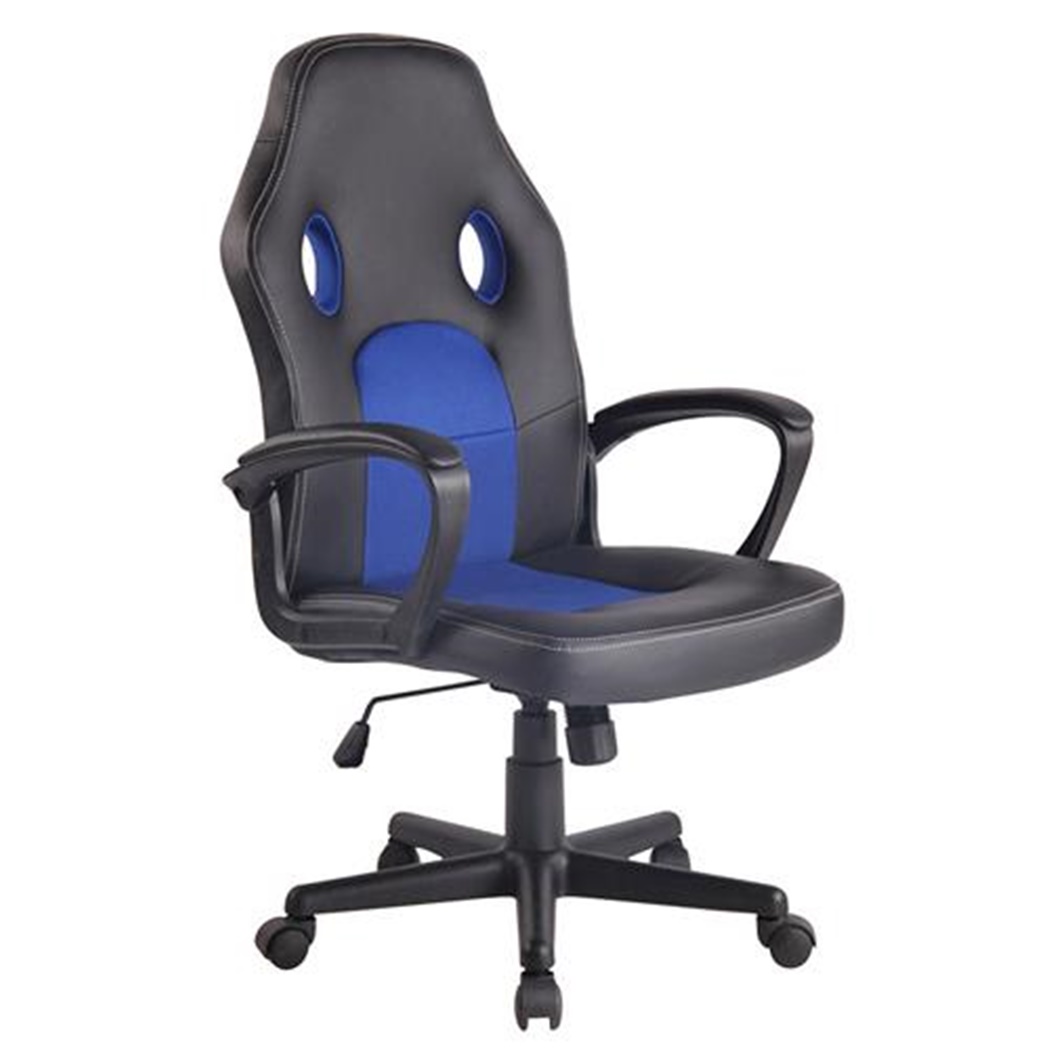 Chaise Gaming XENON, Design Sportif, Confortable, en Cuir, Noir et Bleu