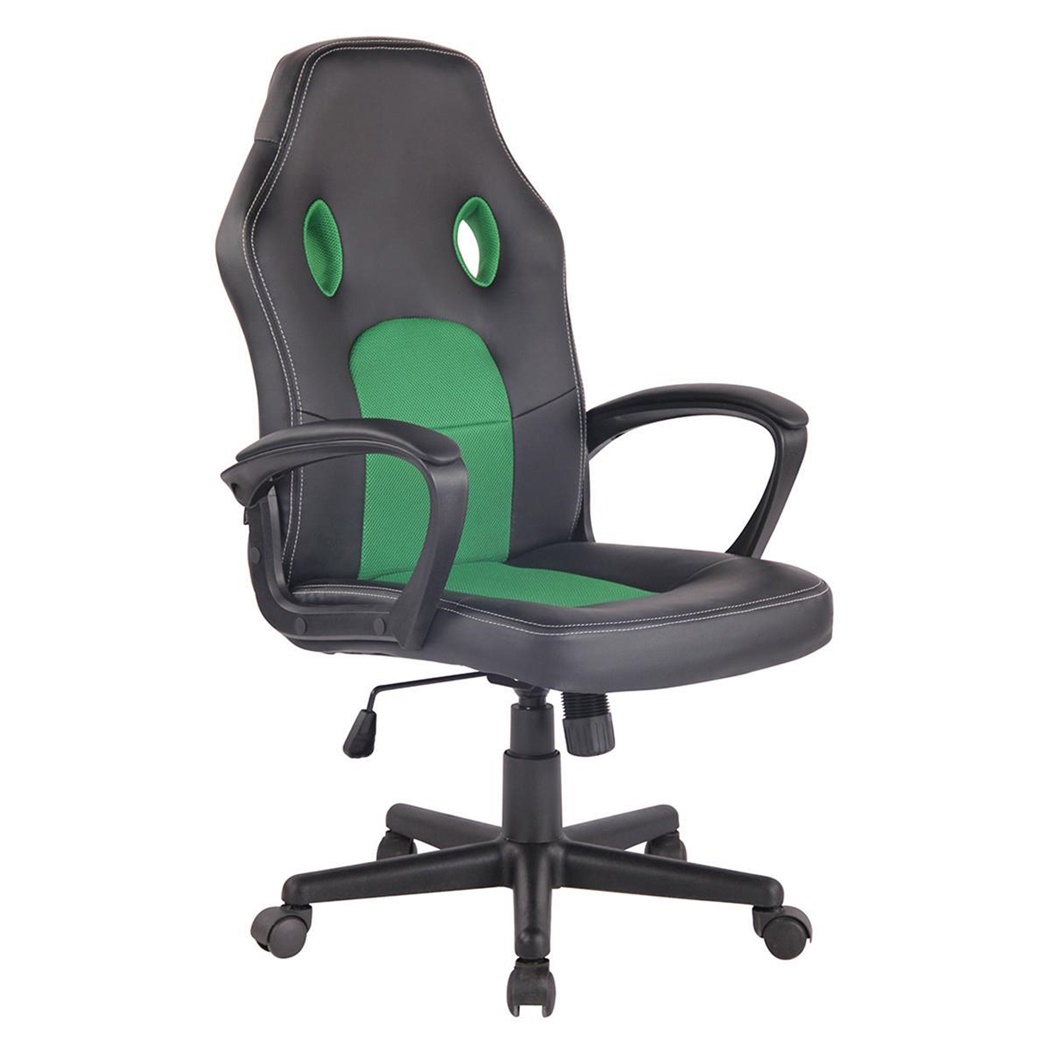 Chaise Gaming XENON, Design Sportif, Confortable, en Cuir, Noir et Vert