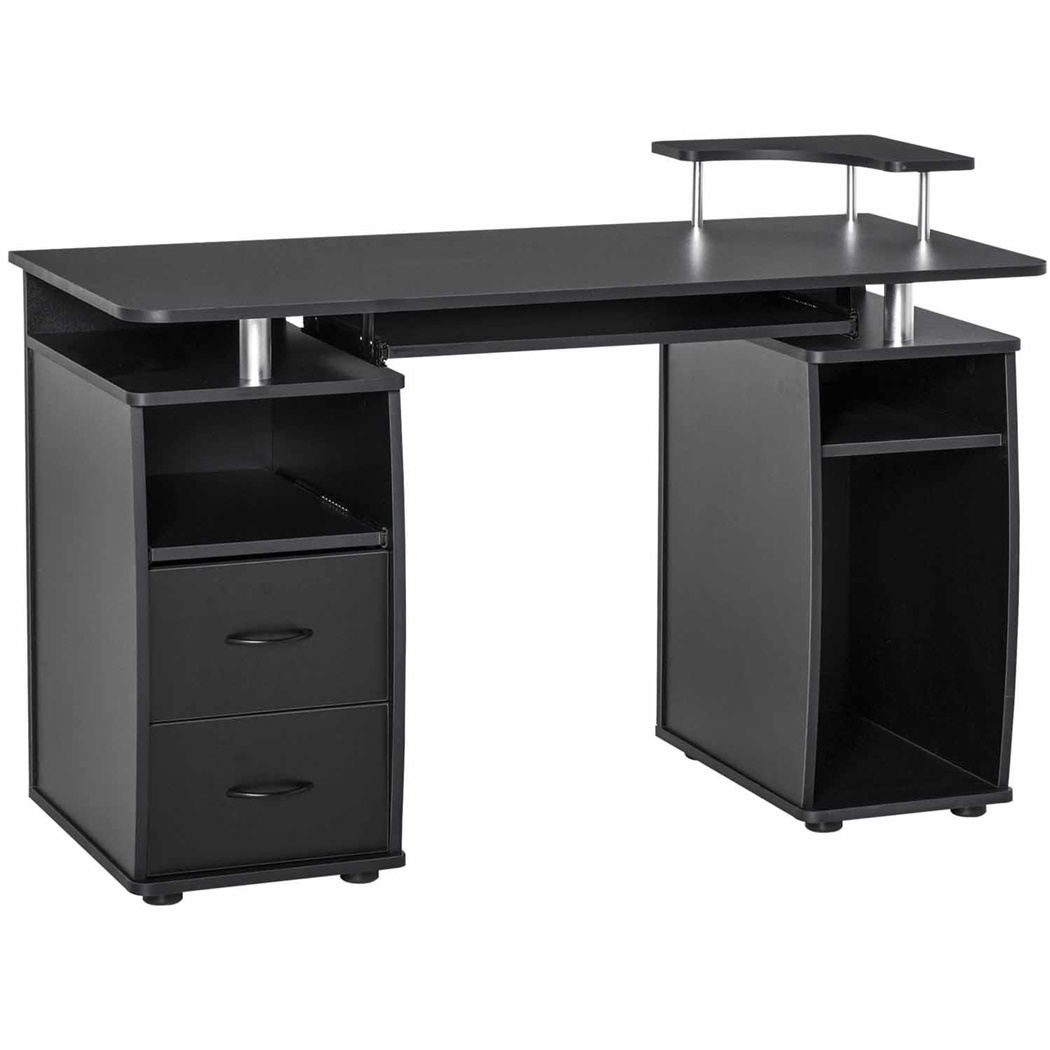 Bureau informatique GRISO, Dimensions 120x55x85 cm, en Bois, couleur Noir