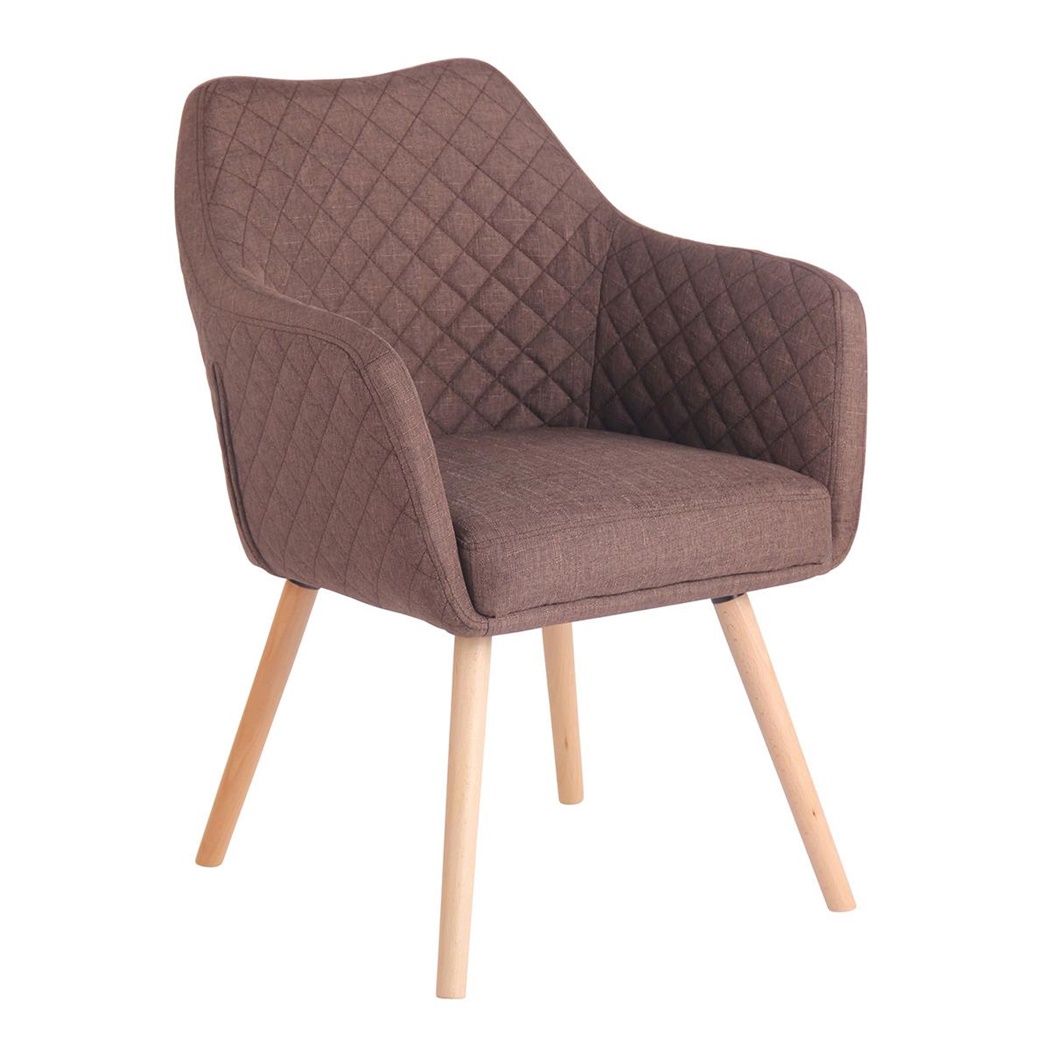 Chaise Visiteur BASILEA TISSU, Confortable, Pieds en Bois couleur Hêtre, Marron Foncé