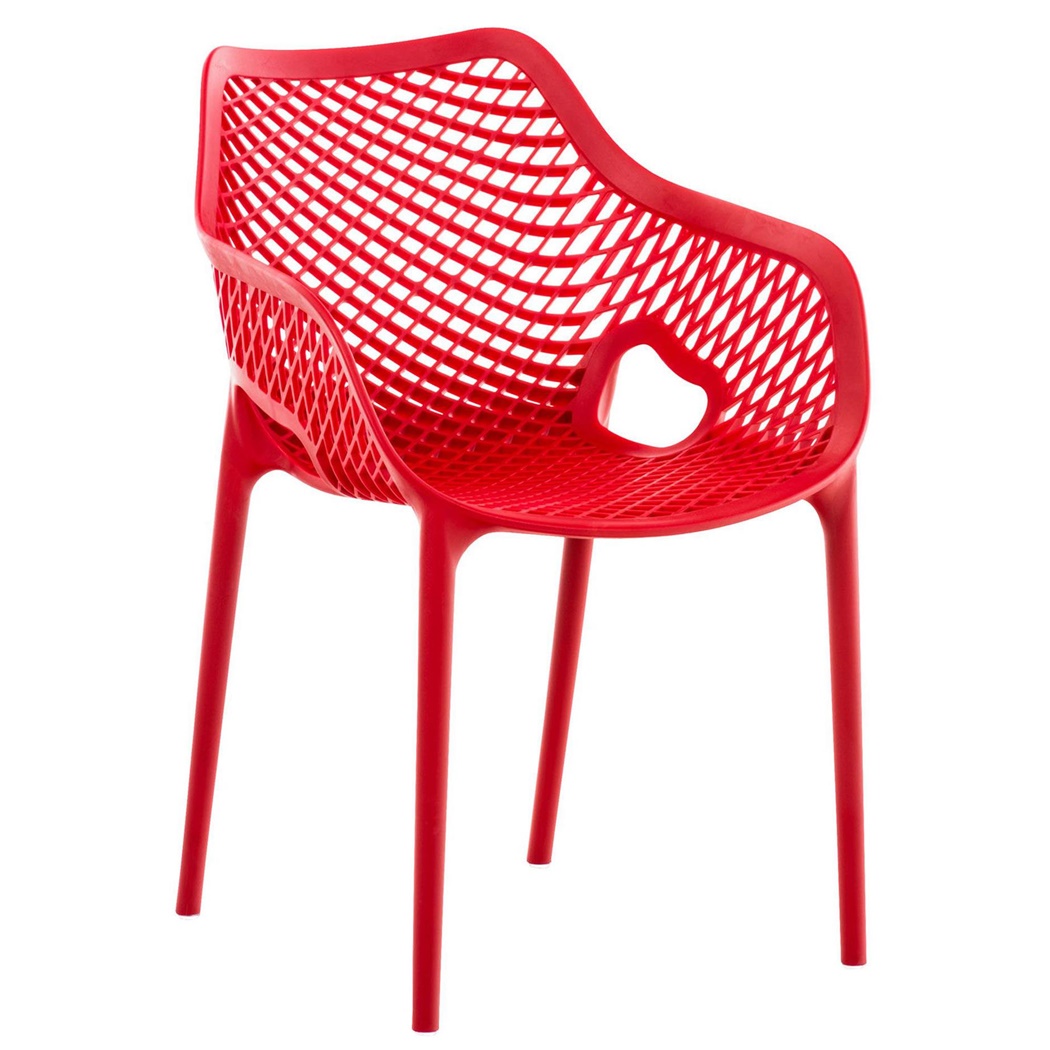 Chaise visiteur NORIA, Empilable, Design, en Polypropylène, Rouge