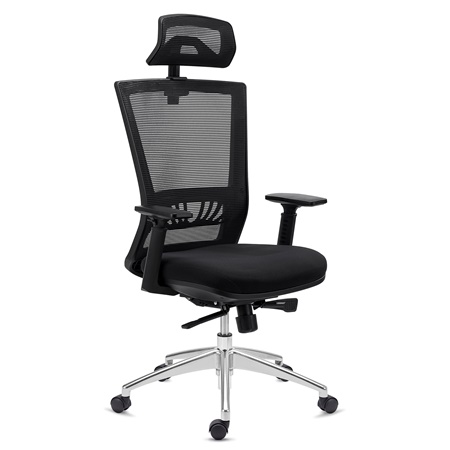 DEMO# Chaise Ergonomique MAGNUM ELITE, Appui-tête, Utilisation 8h, Piétement Métallique, Support Lombaire, Noir