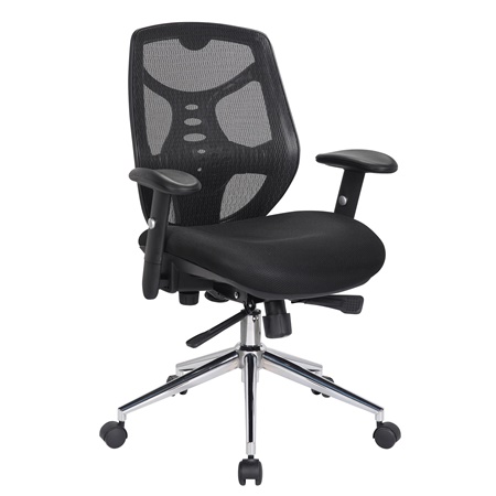 DEMO# Chaise Ergonomique MANTRA, Utilisation 8H, Support Lombaire, Accoudoirs Ajustables, Noir