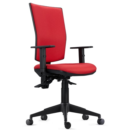 Chaise Ergonomique ATLANTA, Grand Confort, Dossier Ajustable, en Tissu Ignifuge, Rouge