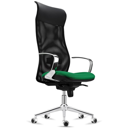 Fauteuil Ergonomique YEDA, Dossier Haut, Support Lombaire, en Maille Respirable et Tissu, Vert