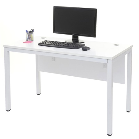 Bureau Informatique MESTER, Dimensions 120x60x76 cm, en Bois et Métal, Blanc