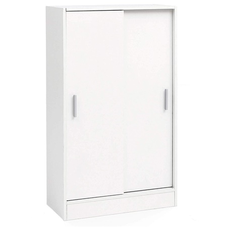 Armoire de Bureau ALBINA, 60x28x107 cm, Portes Coulissantes, en Bois, Blanc 