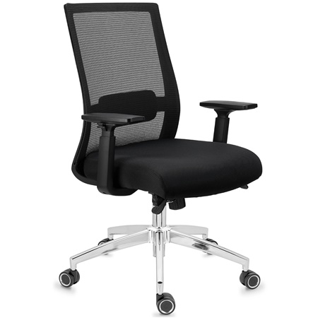 Chaise Ergonomique NIXON, Support Lombaire, Piétement Métallique, Utilisation 8H, en Noir