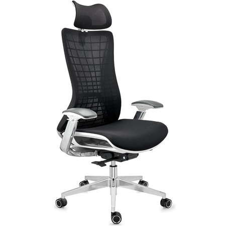 Chaise Ergonomique ENERGY, Appui-tête, Excellente Qualité, en Maille, Noir