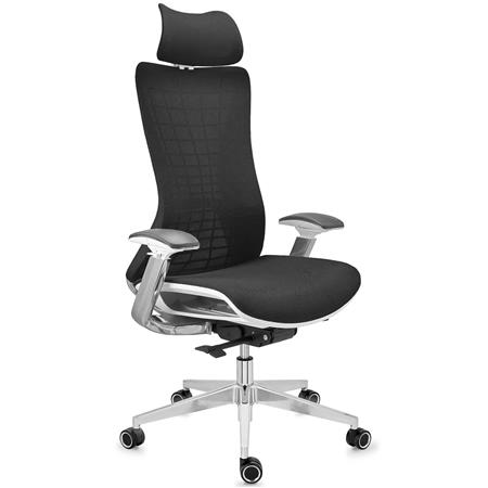 Chaise Ergonomique ENERGY, Appui-tête, Excellente Qualité, en Maille, Gris Foncé