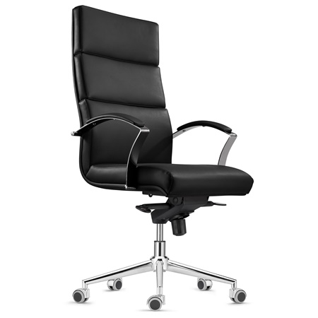 DEMO# Fauteuil de Bureau RABAT, en Cuir, Noir, Dossier Basculant, Grande Qualité et Design