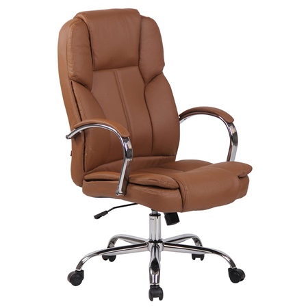 Fauteuil de bureau KANSAS, résistant jusqu'à 150kg!! Grande qualité, fabriqué en acier et cuir, Marron Clair