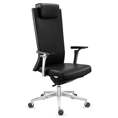 Fauteuil de bureau TELMO, Grande Qualité, Élégance et Confort, Cuir Authentique Noir