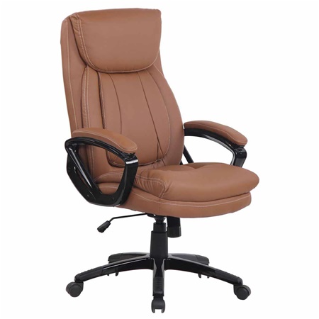 Fauteuil de bureau TOMPA, Grand rembourrage, Résistant jusqu'à 150 kg, cuir, Marron Clair