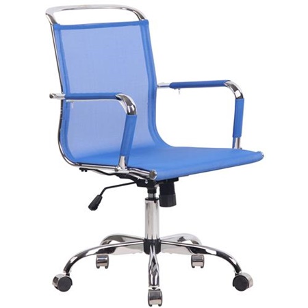 Chaise de bureau AMSTERDAM, Structure Métallique, en Maille Respirable, Bleu