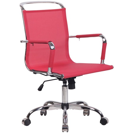 Chaise de bureau AMSTERDAM, Structure Métallique, en Maille Respirable, Rouge