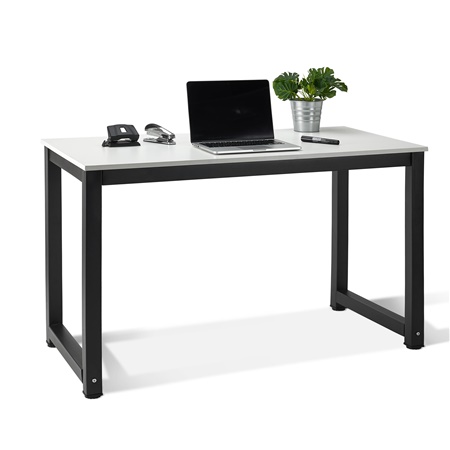 Bureau Informatique DINA, 120x60x76cm, en Métal et Bois, Noir et Blanc