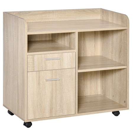 Armoire Mobile UDINE, Tiroirs et Niches de Rangement, 72x80x40 cm, en Bois, Chêne