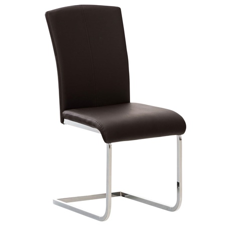 Chaise Visiteur FOSTER, Design, Structure Métal Chromé, en Cuir Marron