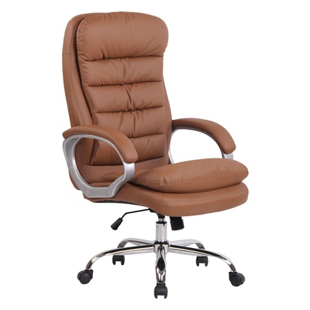 Fauteuil de Bureau CANNES, Grand rembourrage, Résistant jusqu'à 150 kg, Cuir, Marron Clair