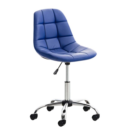 Chaise de bureau EMILY, Structure métallique, Revêtement Cuir, Bleu