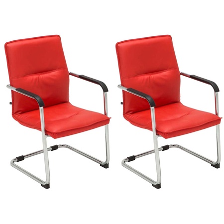 Lot de 2 Chaises de réunion GOLIATH, Structure Métallique, Grand Rembourrage et Design élégant, Cuir Rouge