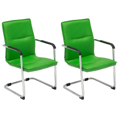 Lot de 2 Chaises de réunion GOLIATH, Structure Métallique, Grand Rembourrage et Design élégant, Cuir Vert