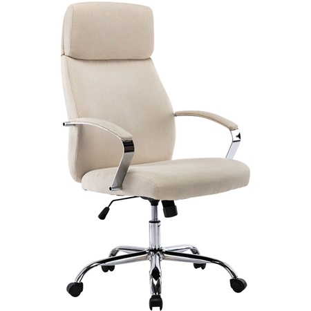 Fauteuil de bureau RONDA TISSU, Élégant et Confortable, Piètement en Métal, Crème