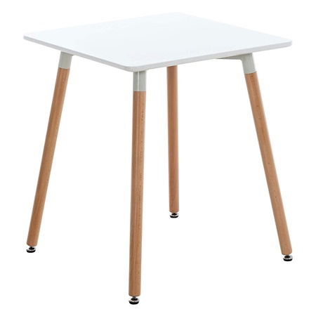 Table d’appoint BERGER, 60x60x70 cm, Pieds Bois, Plateau Bois Blanc