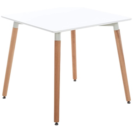 Table d’appoint BERGER, 80x80x70 cm, Pieds Bois, Plateau Bois Blanc