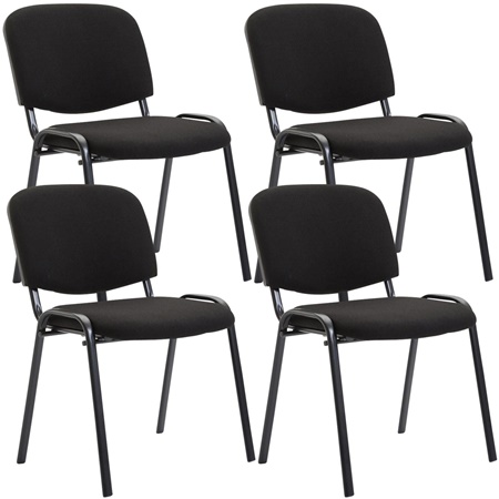 Lot de 4 Chaises Visiteur MOBY CUIR, Commode et Pratique, Prix Incroyable, Noir et Piétement Noir