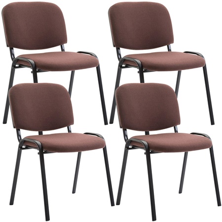 Lot de 4 Chaises Visiteur MOBY TISSU, Commode et Pratique, Prix Incroyable, Marron et Piétement Noir