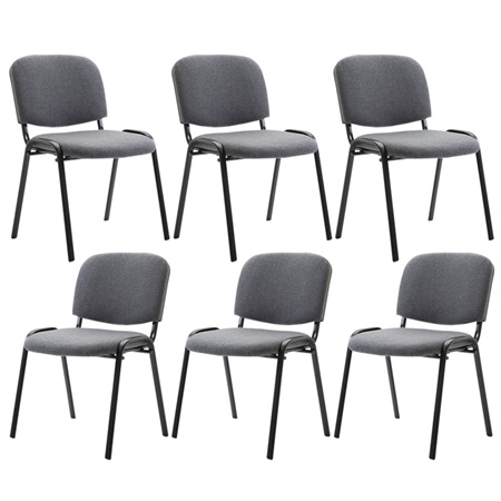 Lot de 6 chaises visiteur MOBY TISSU, Commode et Pratique, Prix Incroyable, Gris et Piétement Noir