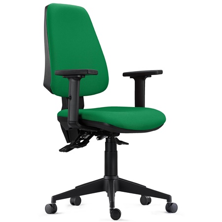 Chaise de Bureau Ergonomique INDIANA PRO, Usage Intensif 8H, avec Accoudoirs Ajustables 2D, en Tissu Vert