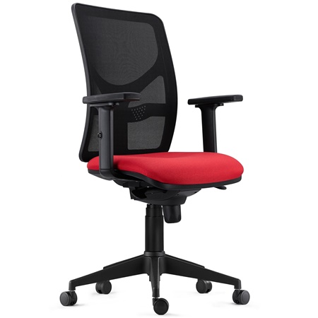 Chaise de bureau MILO PRO, Accoudoirs Ajustables, Support Lombaire, en Tissu, Rouge