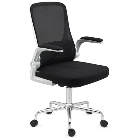 DEMO# Chaise de Bureau FOLD, Accoudoirs Rabattables, Support Lombaire, Blanc