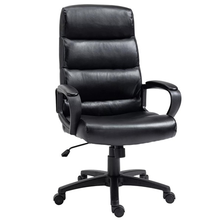 Fauteuil de Bureau BRUT, Design Classique, Grand Rembourrage, Utilisation 8h, Cuir, Noir