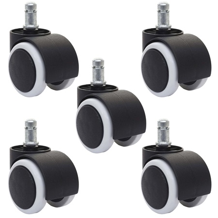 5x Roulettes pour Sols Durs 11mm, Revêtement Spécial Parquets, Carrelage etc, Blanc