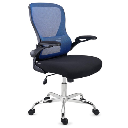 Chaise de Bureau CORFU, Accoudoirs Rabattables, Design Ergonomique, Bleu