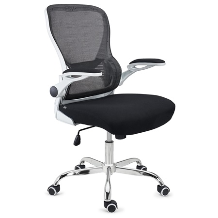 Chaise de Bureau CORFU, Accoudoirs Rabattables, Design Ergonomique, Blanc & Noir