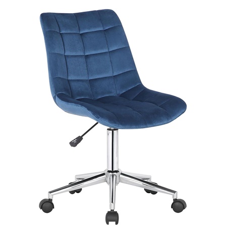 Chaise de Bureau SAMMY, Structure Métallique, Velours Bleu
