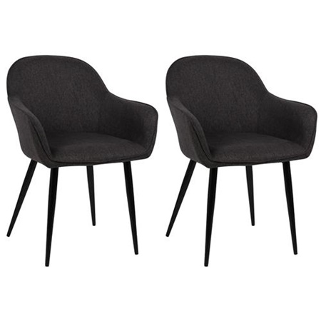 Lot de 2 Chaises Visiteur TAMARA, Design Moderne et Sophistiqué, en Tissu Noir