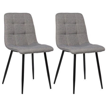 Lot de 2 Chaises Visiteur RIAD, Structure Métallique Robuste, Tissu Gris