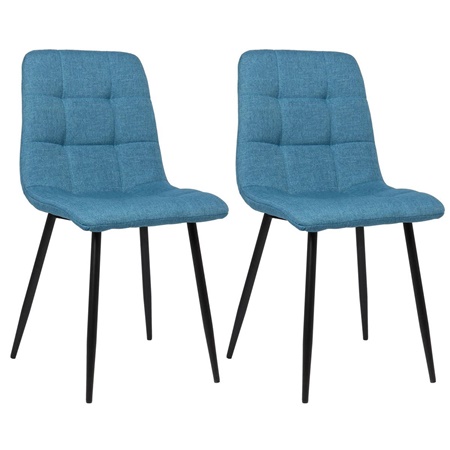 Lot de 2 Chaises Visiteur RIAD, Structure Métallique Robuste, Tissu Bleu